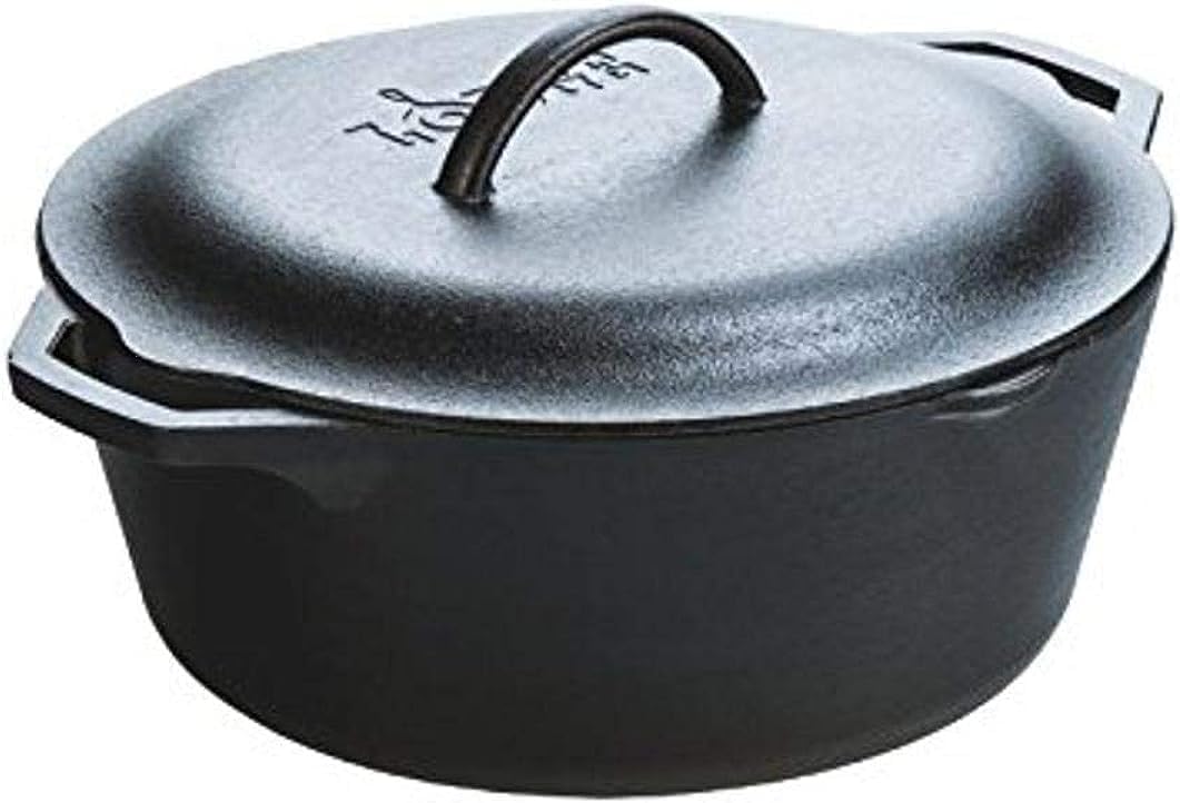 Lodge 5 Quart Cast Iron Double Dutch Oven - Pre-Seasoned USA