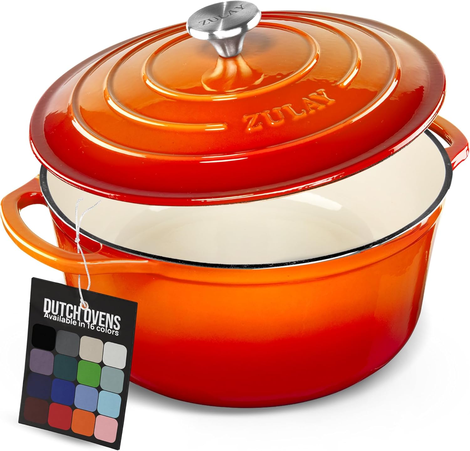 Zulay Enameled Cast Iron Dutch Oven, 6 Qt