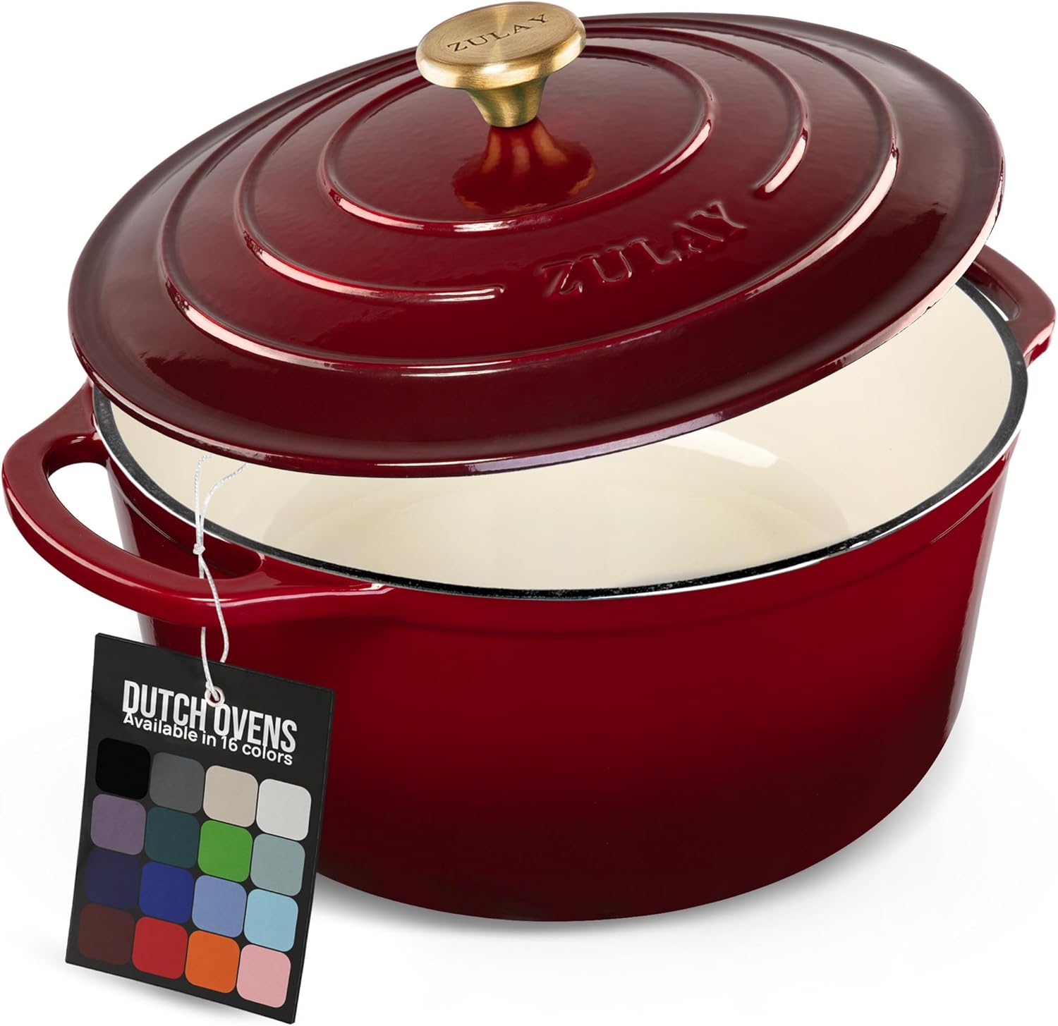 Zulay Enameled Cast Iron Dutch Oven, 6 Qt