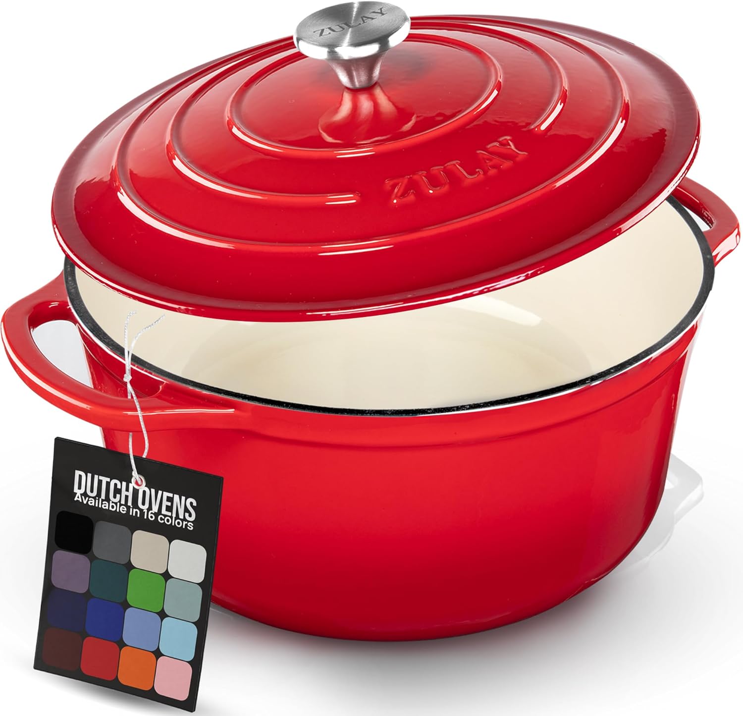 Zulay Enameled Cast Iron Dutch Oven, 6 Qt