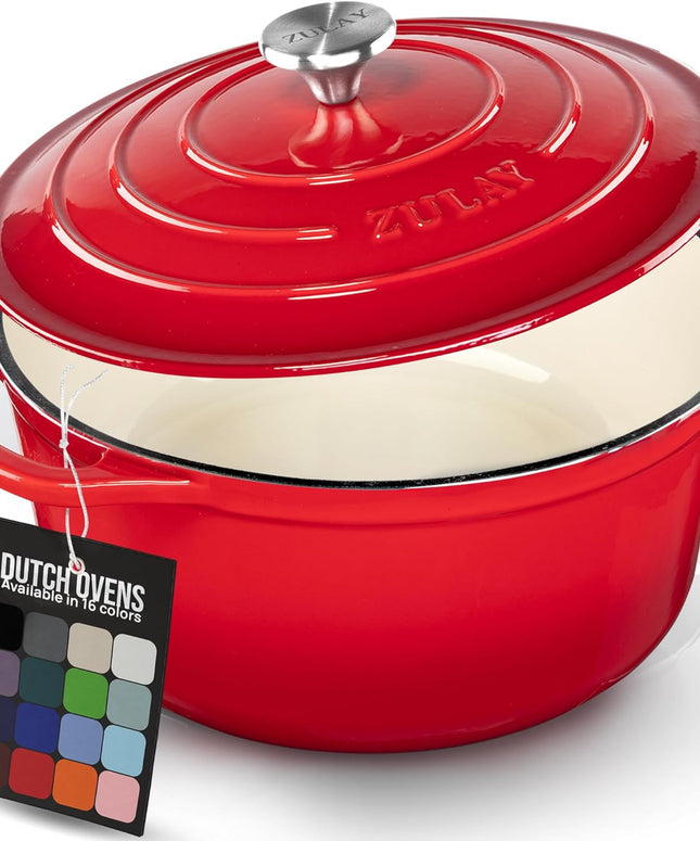 Zulay Enameled Cast Iron Dutch Oven, 6 Qt