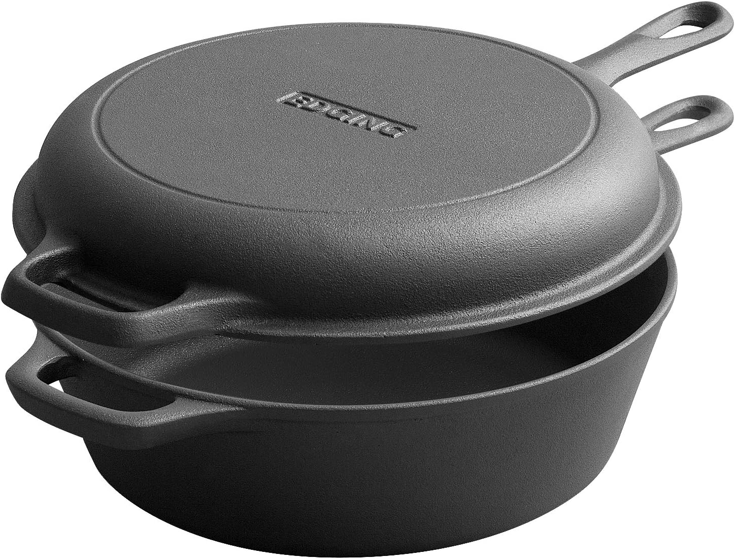 2-in-1 Pre-Seasoned Cast Iron Dutch Oven with Skillet Lid
