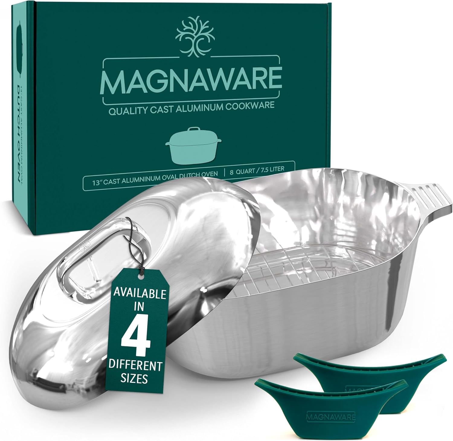 Cast Aluminum Oval Dutch Oven - Heavy Duty Roaster