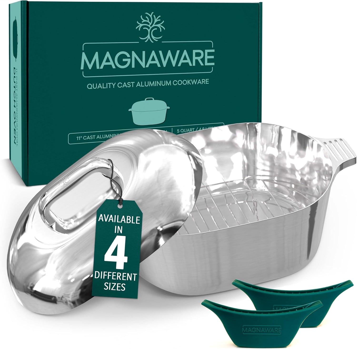 Cast Aluminum Oval Dutch Oven - Heavy Duty Roaster