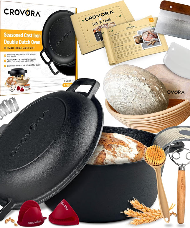 Pre-Seasoned Cast Iron Dutch Oven Bread Baking Kit